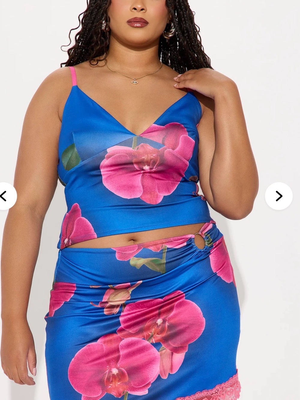 Fashion Nova Curve Midnight Blossom Skirt Set